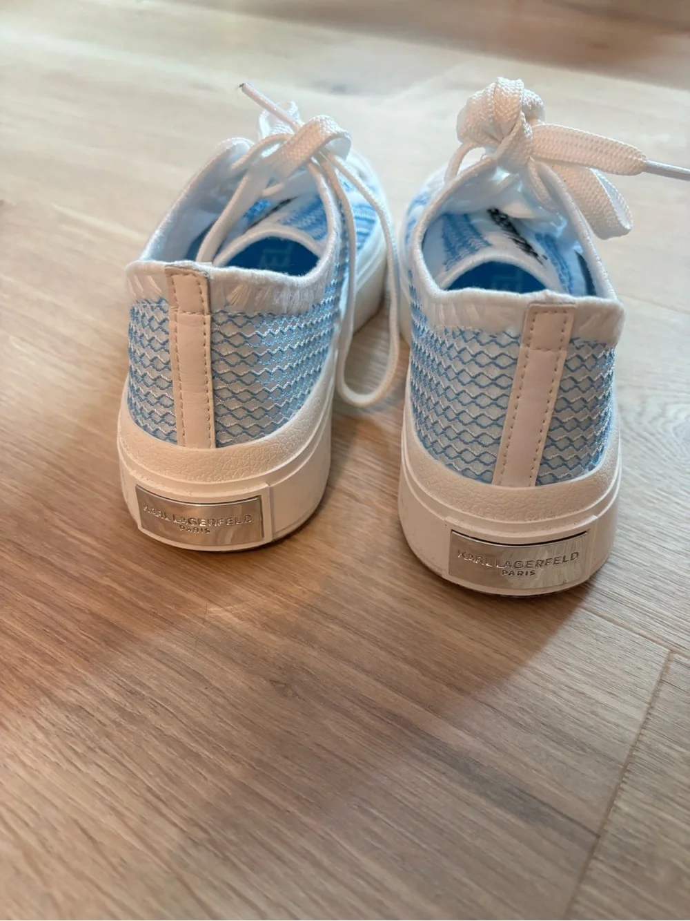 Karl Lagerfeld Light Blue Mesh Low-Top Sneakers - White Trim